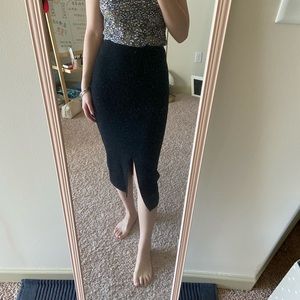 Wool blended knit pencil skirt